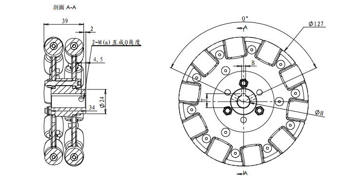 > 产品中心 > 全向轮 > ql系列全向轮(omni wheel) 90° > cl-13